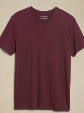 Banana Republic Premium Wash T-Shirt, Burgundy, Size M